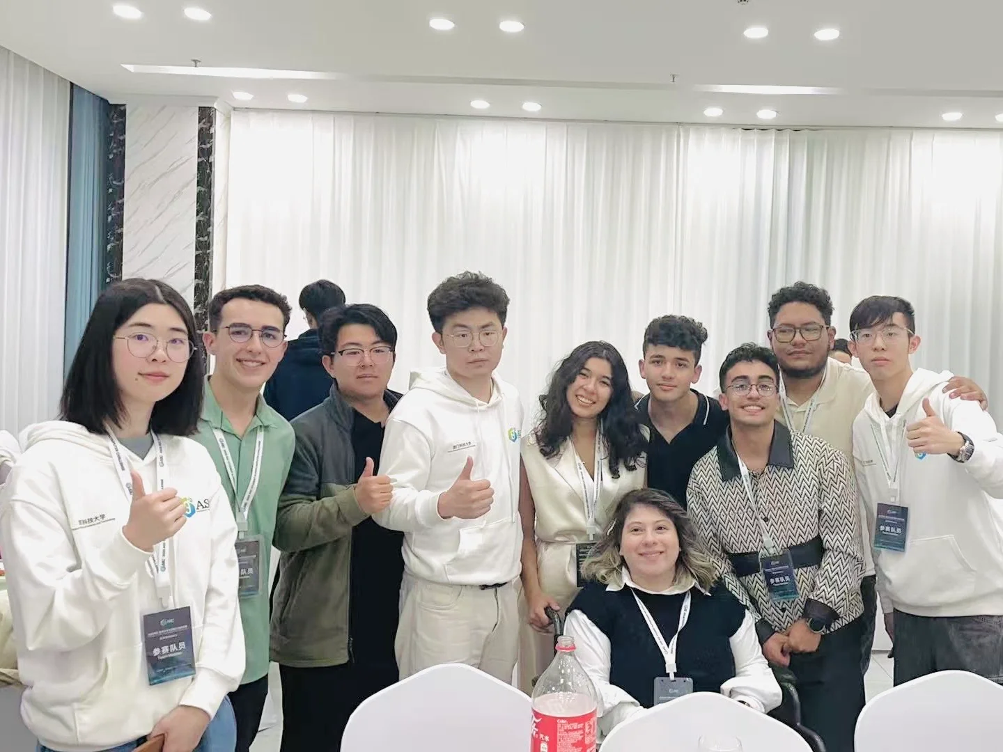 At the dinner, our team with students from teams in other countries